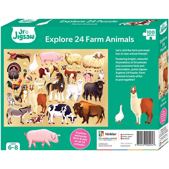 100-Piece Junior Jigsaw Explore 24: Farm Animals