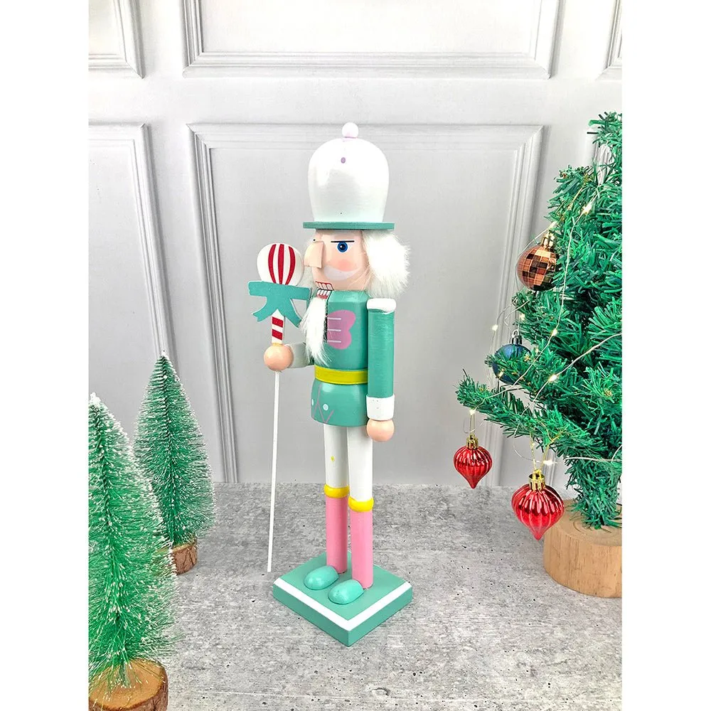 15 inches wooden Pastel Green Balloon Nutcracker self standing Christmas Table Decor