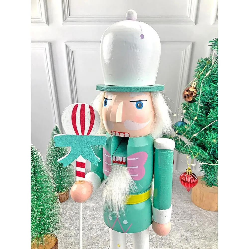 15 inches wooden Pastel Green Balloon Nutcracker self standing Christmas Table Decor