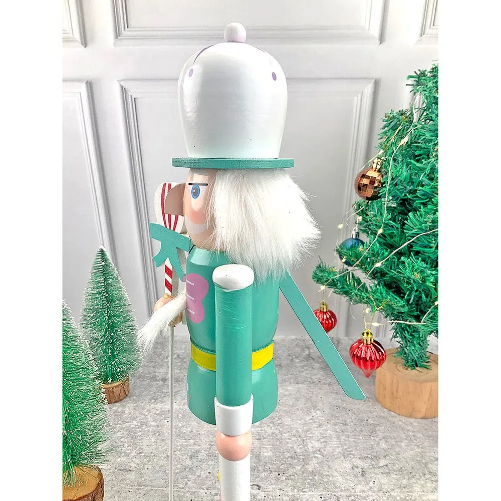 15 inches wooden Pastel Green Balloon Nutcracker self standing Christmas Table Decor