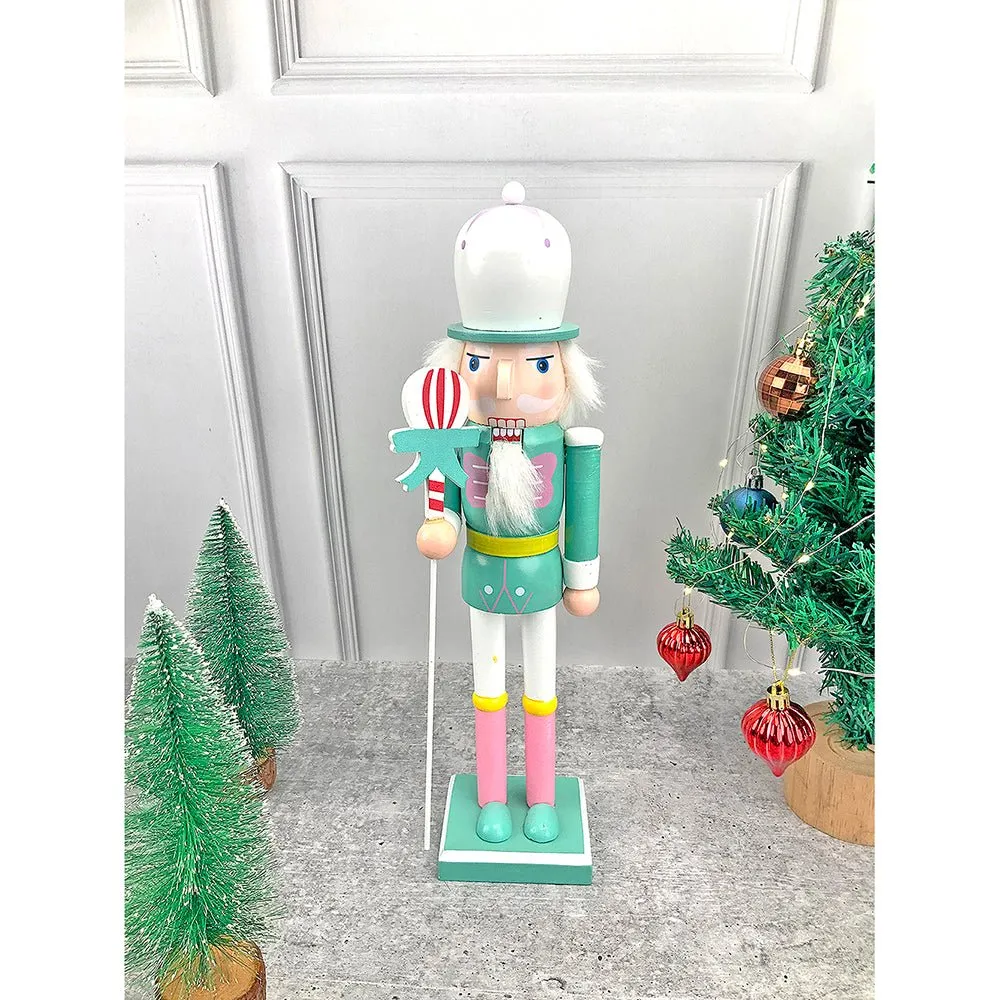 15 inches wooden Pastel Green Balloon Nutcracker self standing Christmas Table Decor