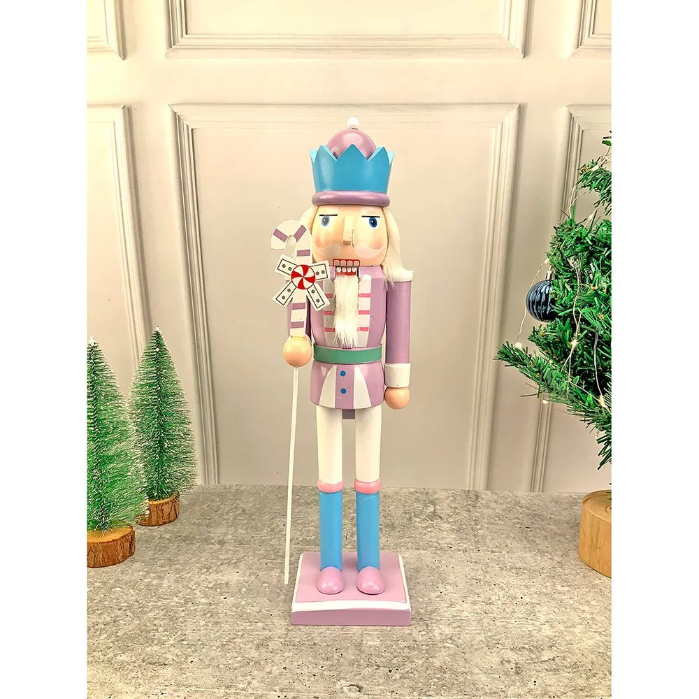 15 inches wooden Pastel Purple Candycane Nutcracker self standing Christmas Table Decor