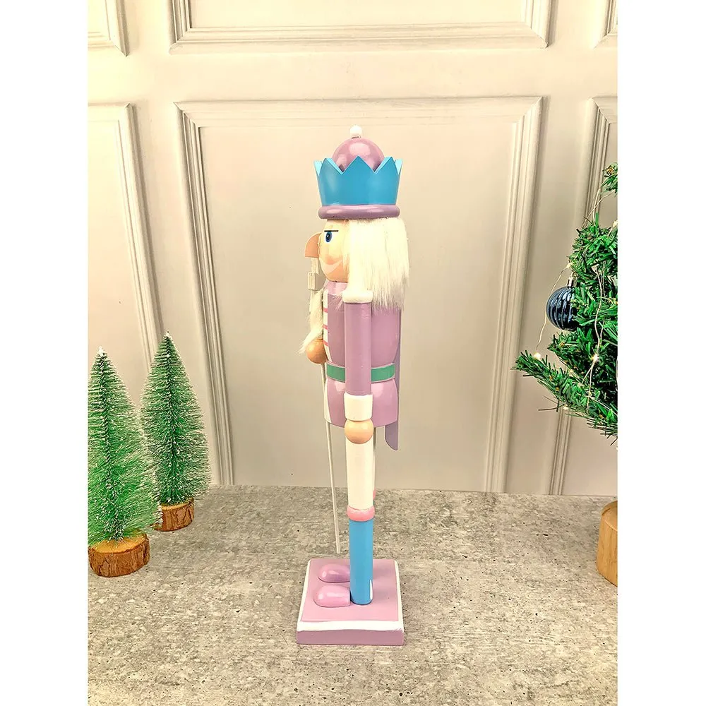15 inches wooden Pastel Purple Candycane Nutcracker self standing Christmas Table Decor