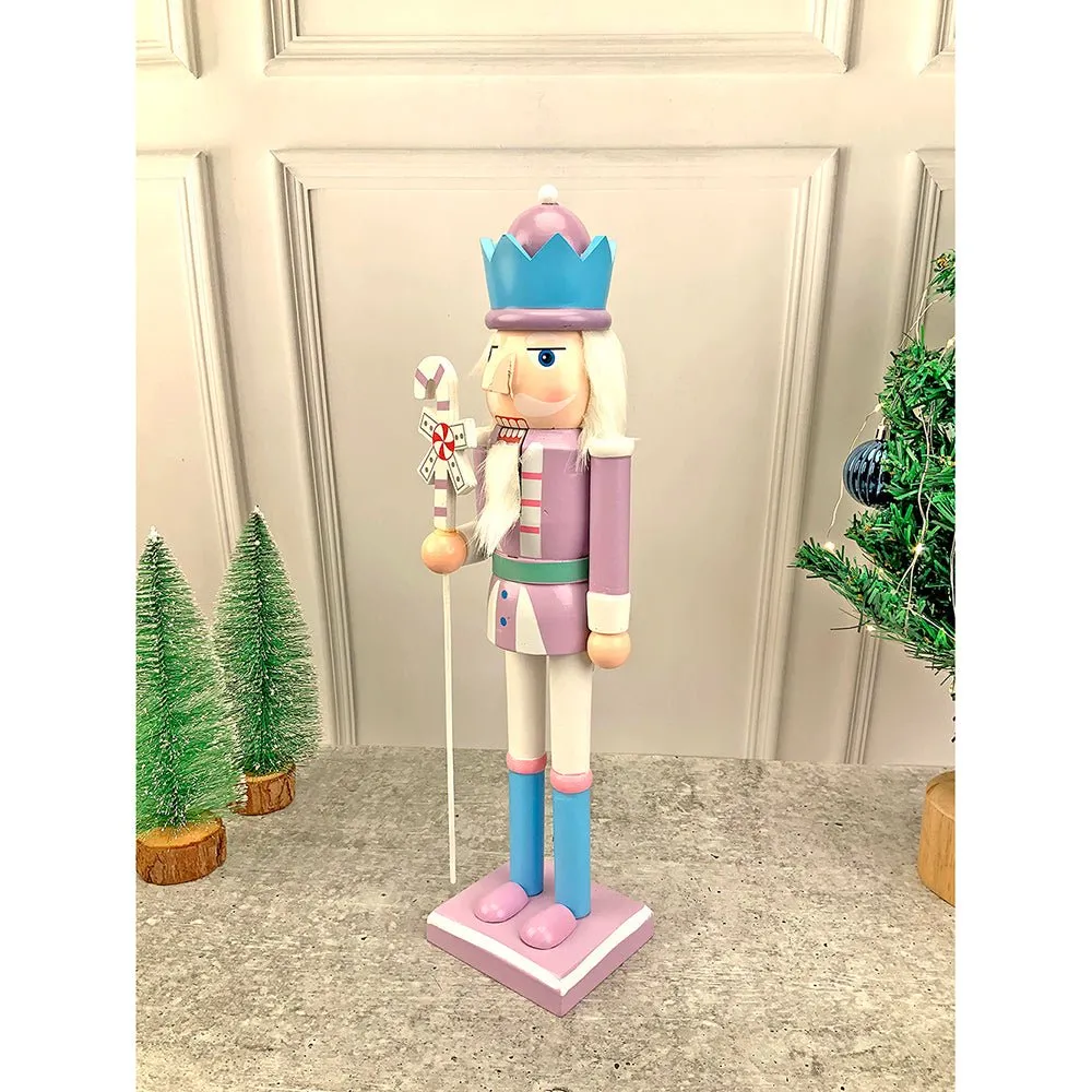 15 inches wooden Pastel Purple Candycane Nutcracker self standing Christmas Table Decor