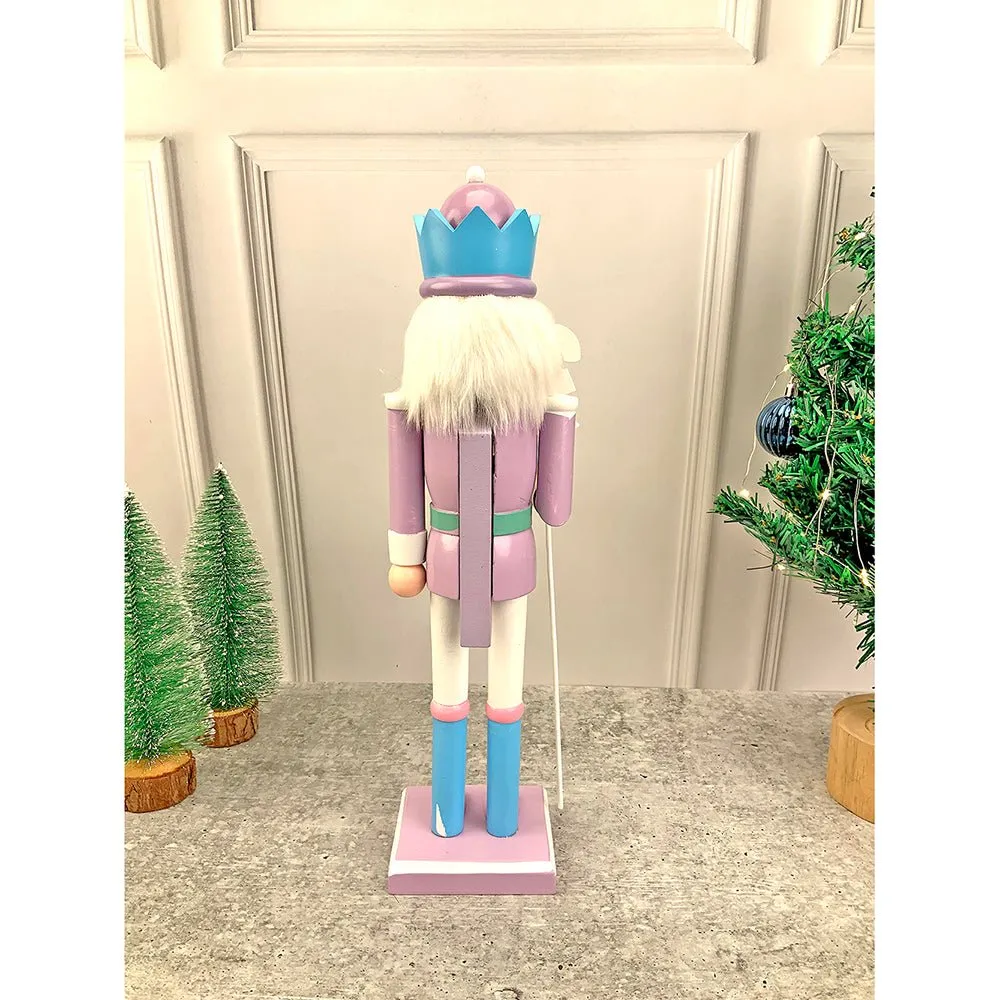 15 inches wooden Pastel Purple Candycane Nutcracker self standing Christmas Table Decor