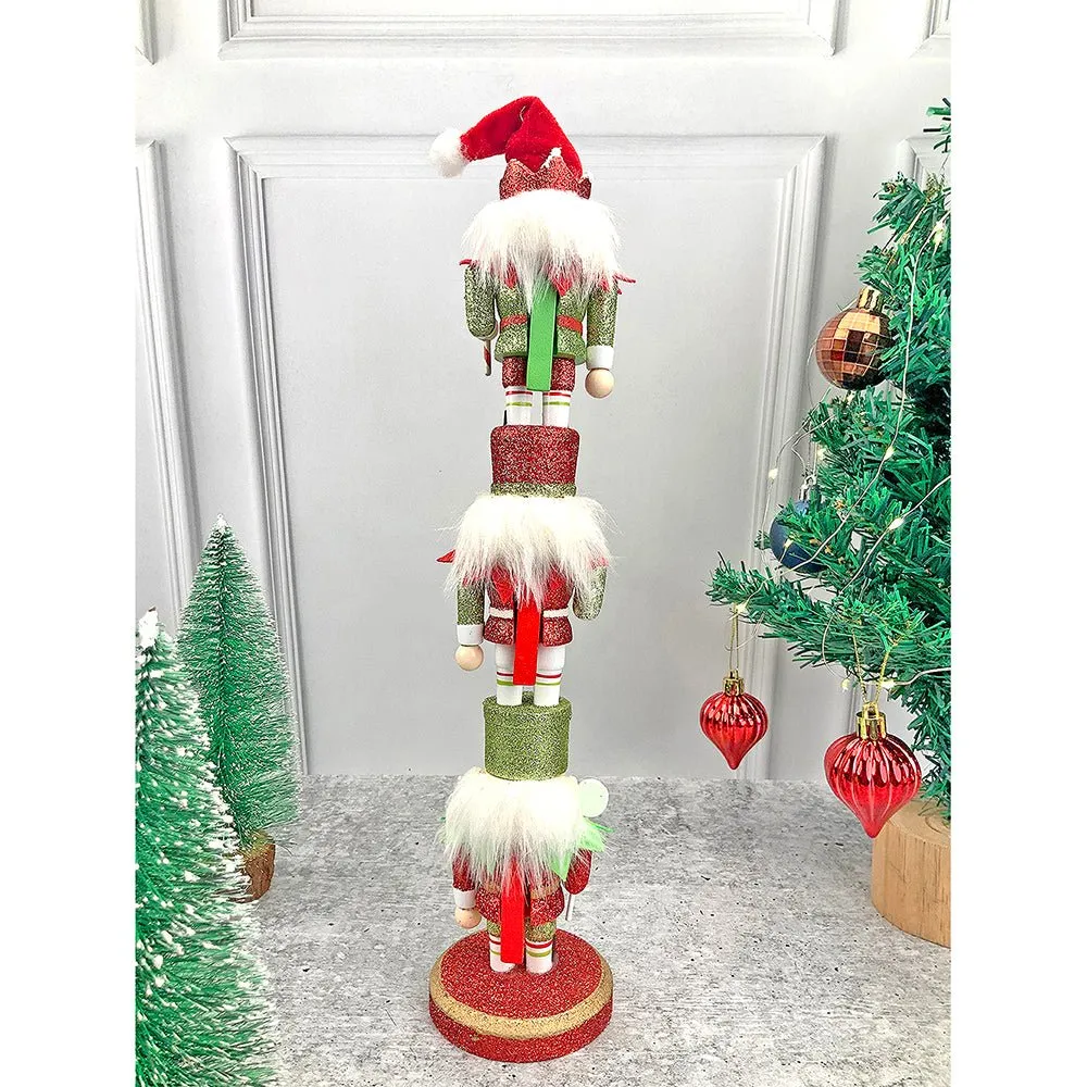 3 Tier Stacked Wooden Elves Christmas Table Décor