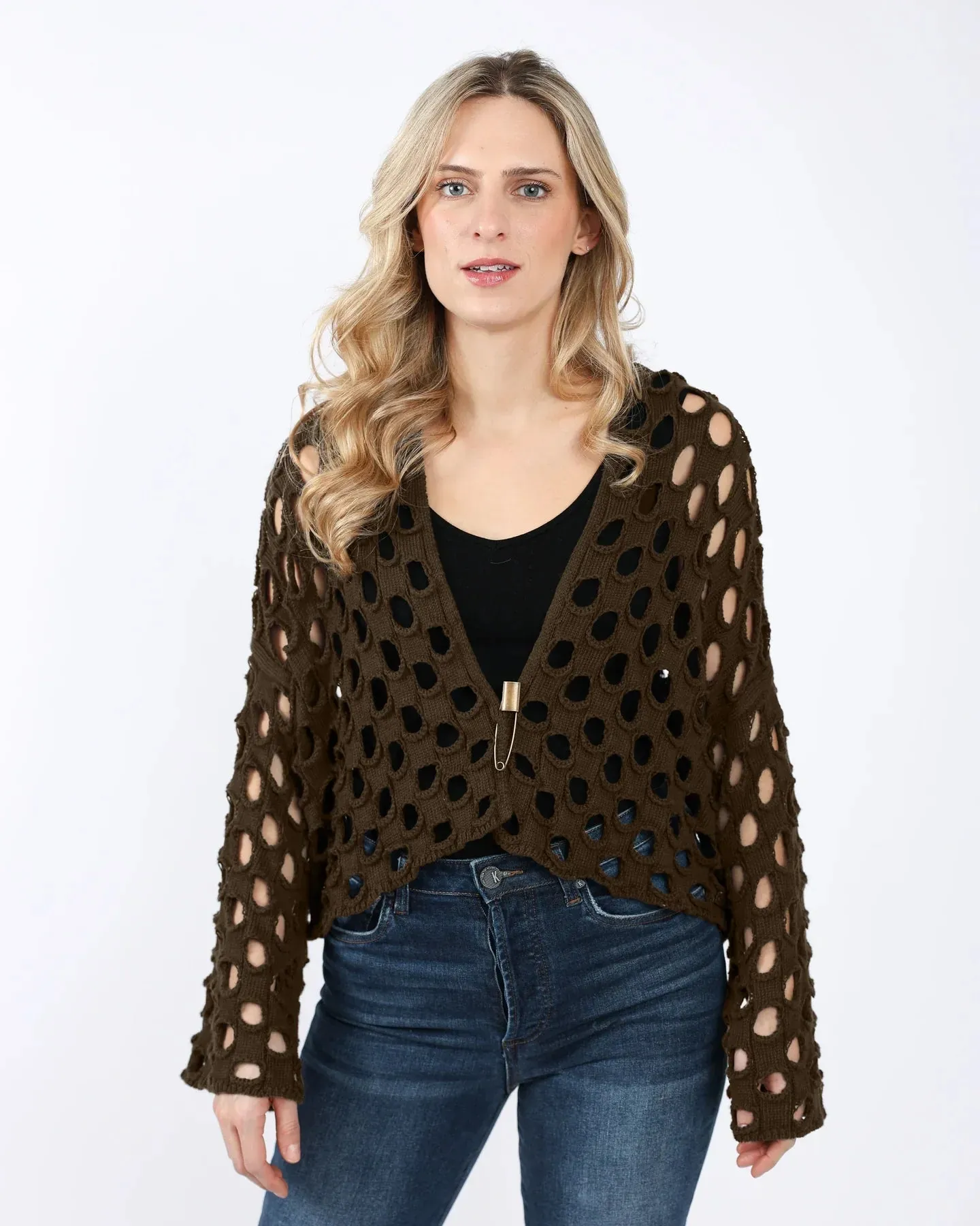 5200 Holiday Knit Cardi-Black