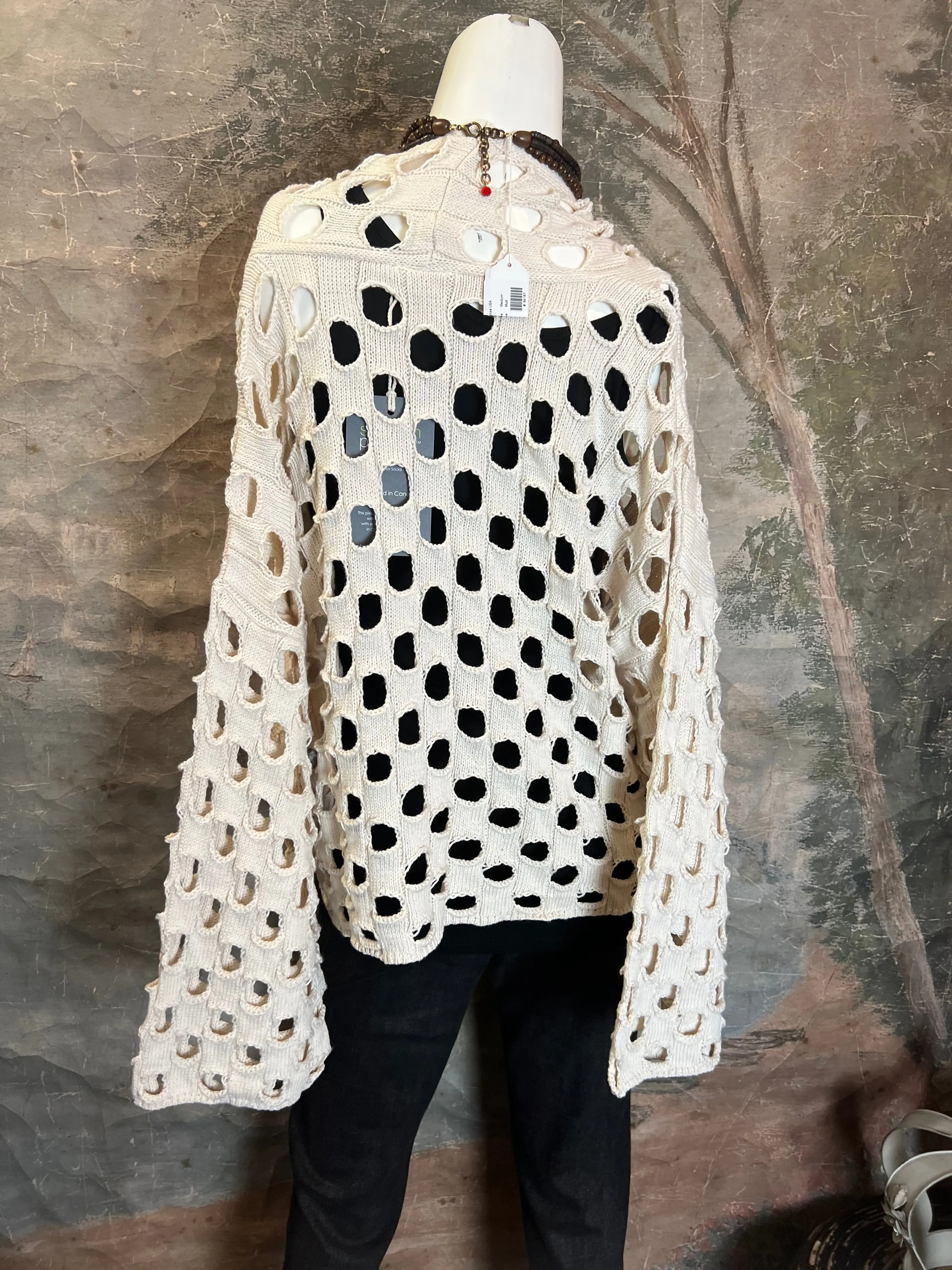 5200 Holiday Knit Cardi-Cream