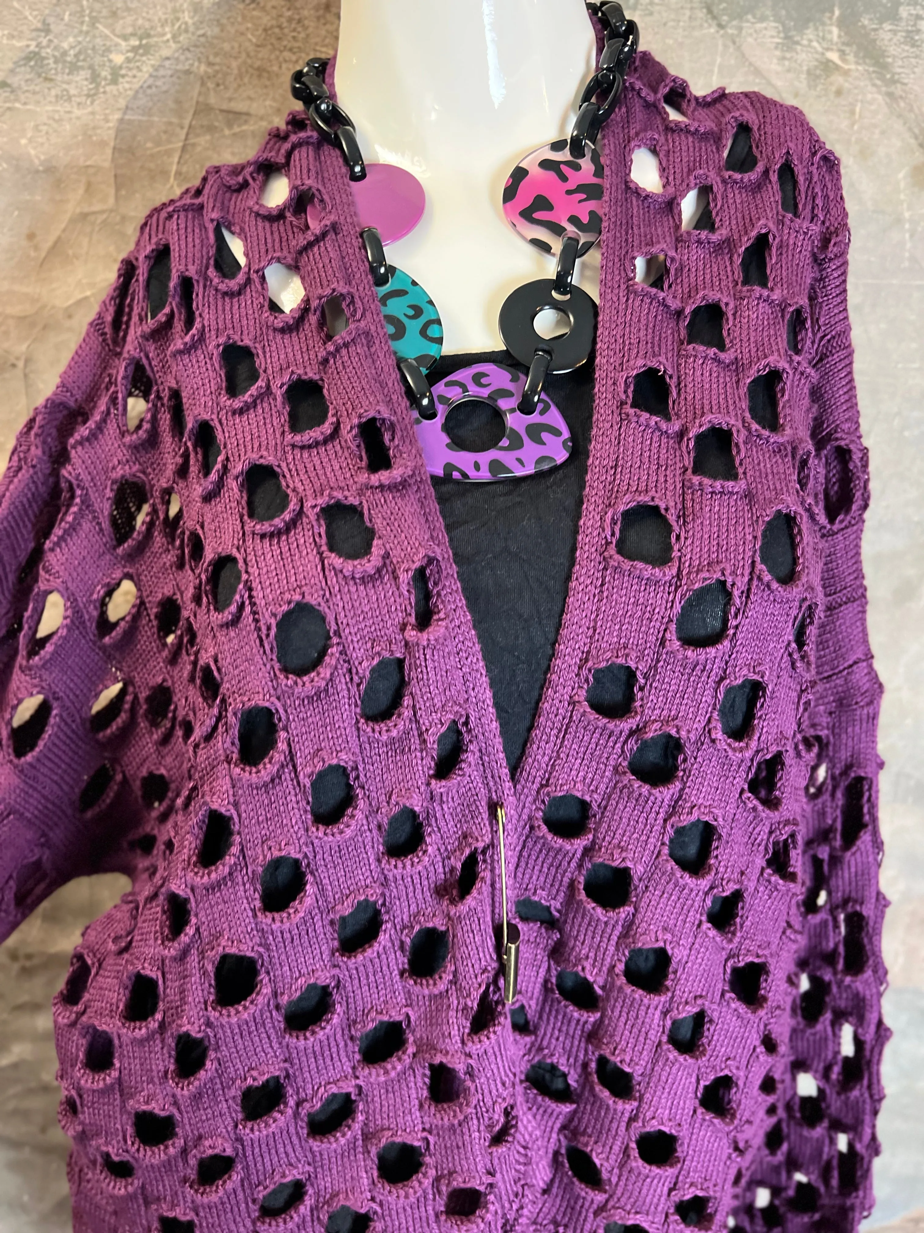 5200 Holiday Knit Cardi-Eggplant