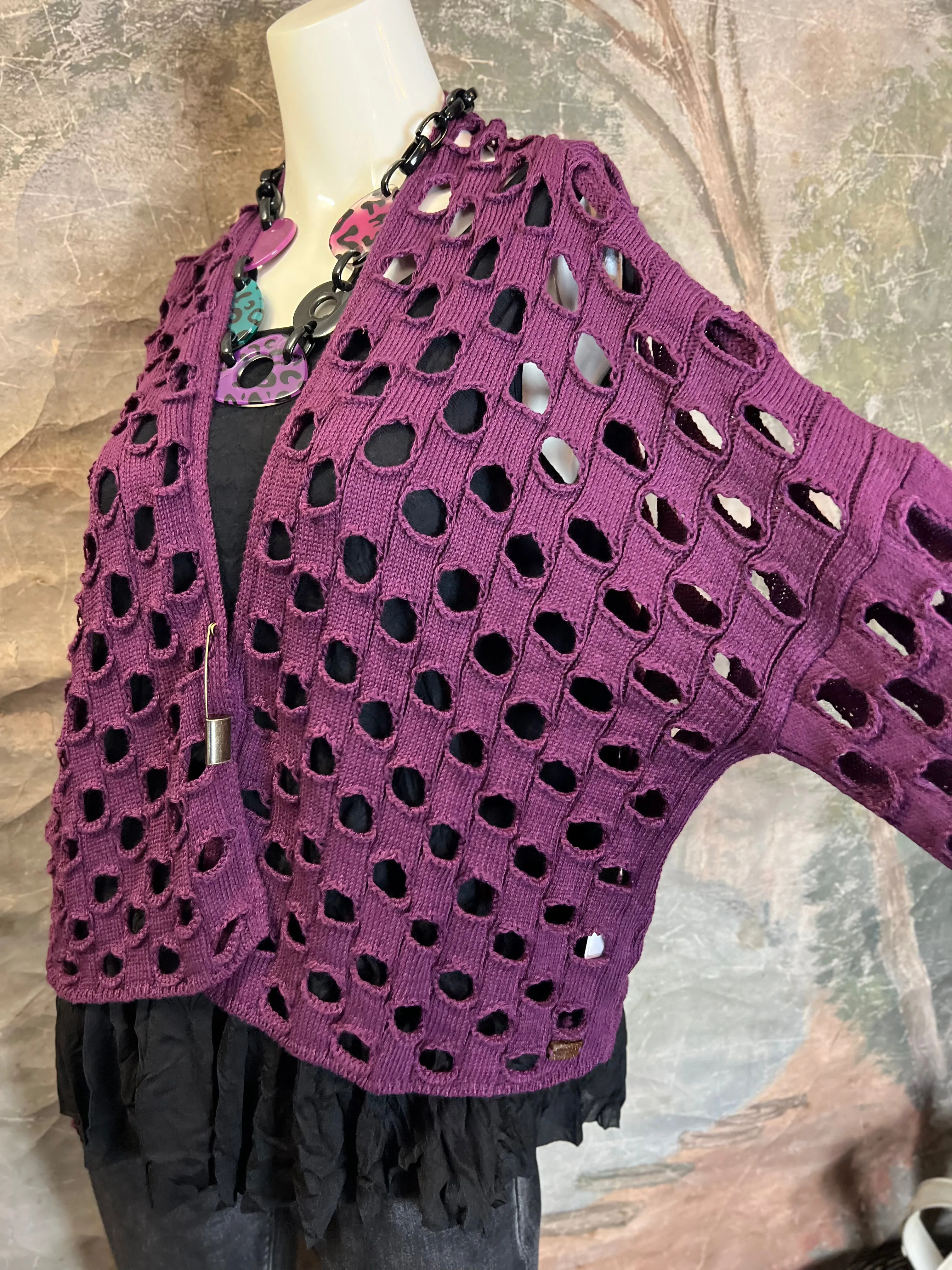 5200 Holiday Knit Cardi-Eggplant