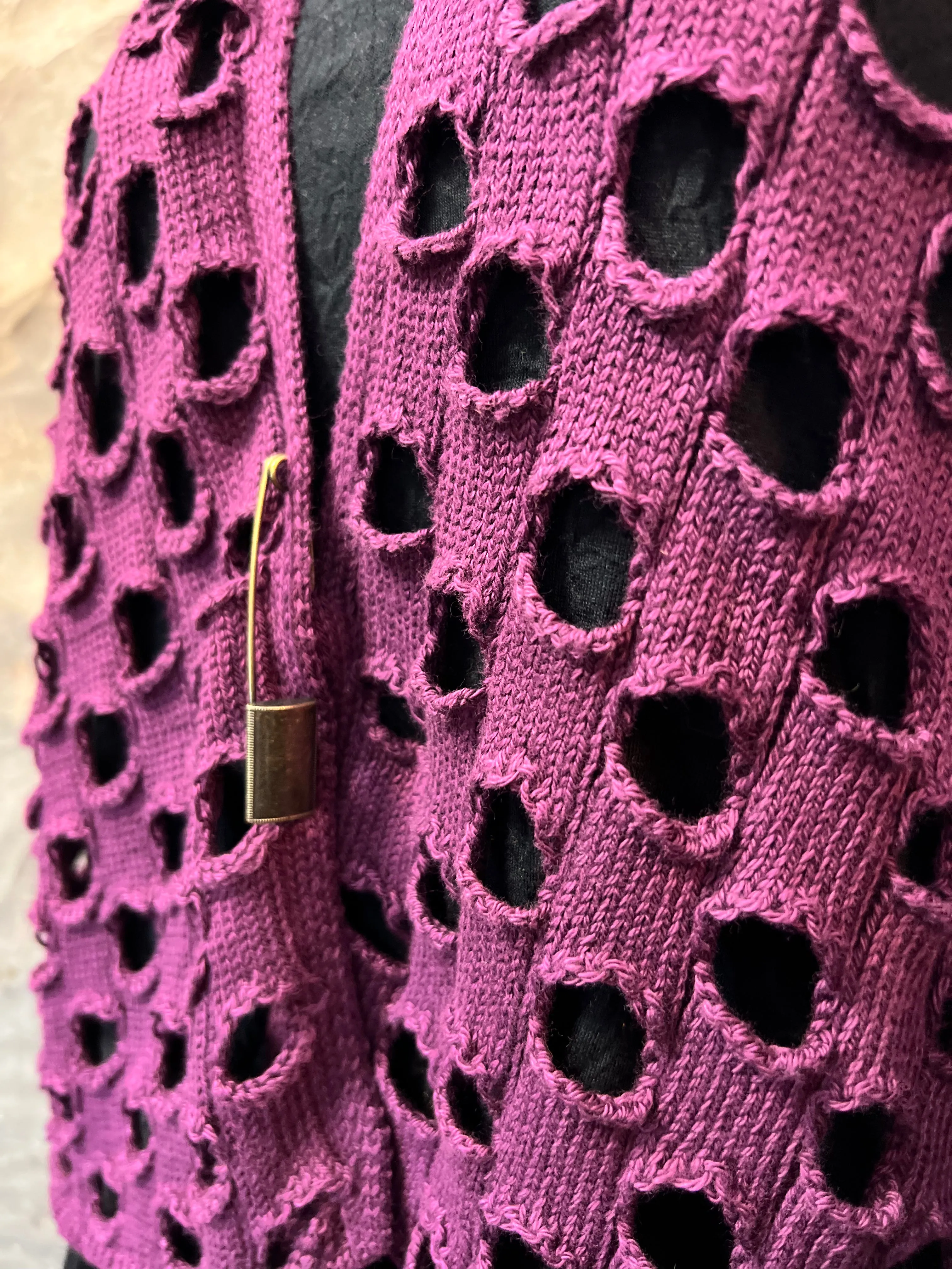 5200 Holiday Knit Cardi-Eggplant