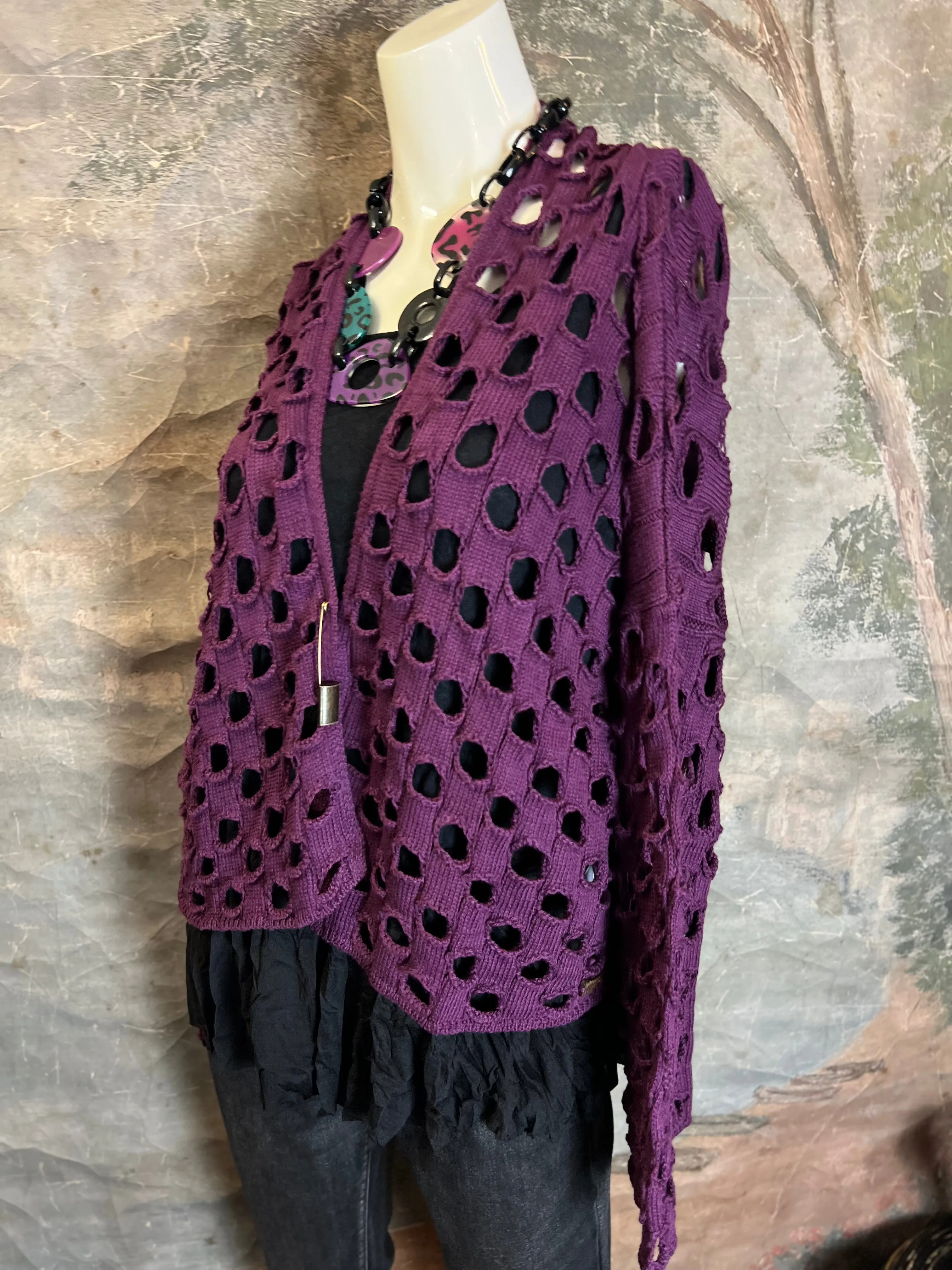 5200 Holiday Knit Cardi-Eggplant