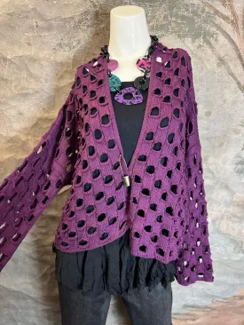 5200 Holiday Knit Cardi-Eggplant