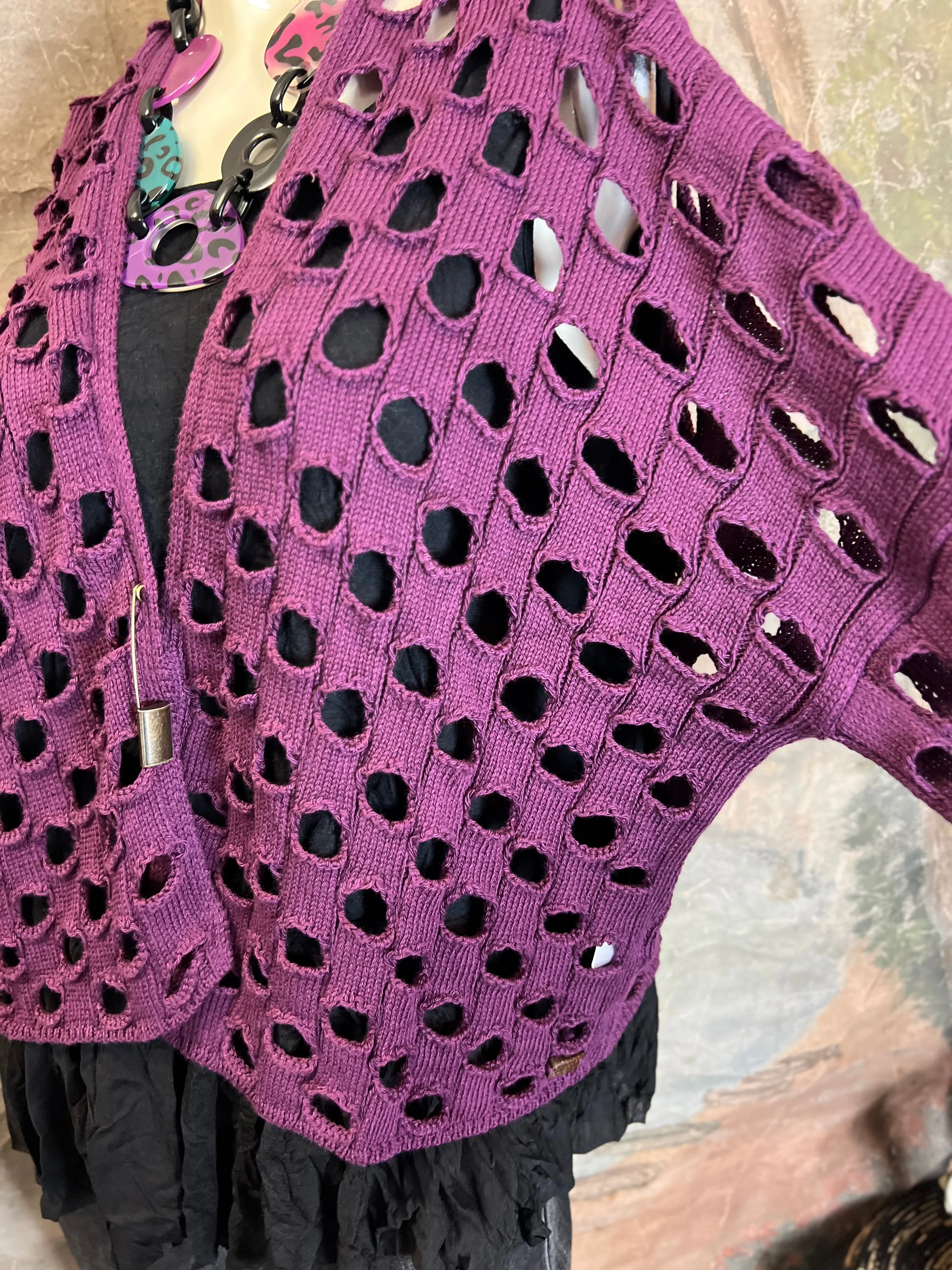 5200 Holiday Knit Cardi-Eggplant