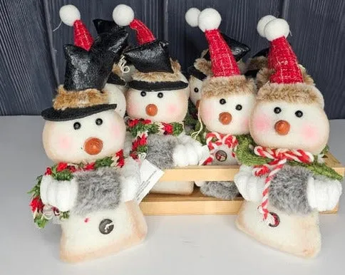 7"-Stuffed Snowman/Woman Ornament.