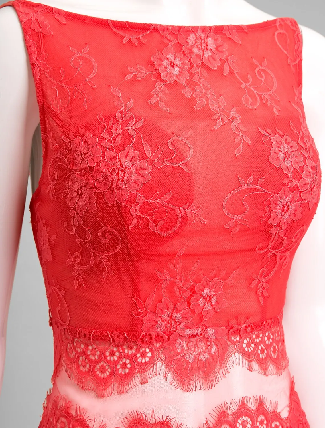 A-Line Plus Size Dress Holiday Knee Length Sleeveless Bateau Neck Lace with Sash / Ribbon