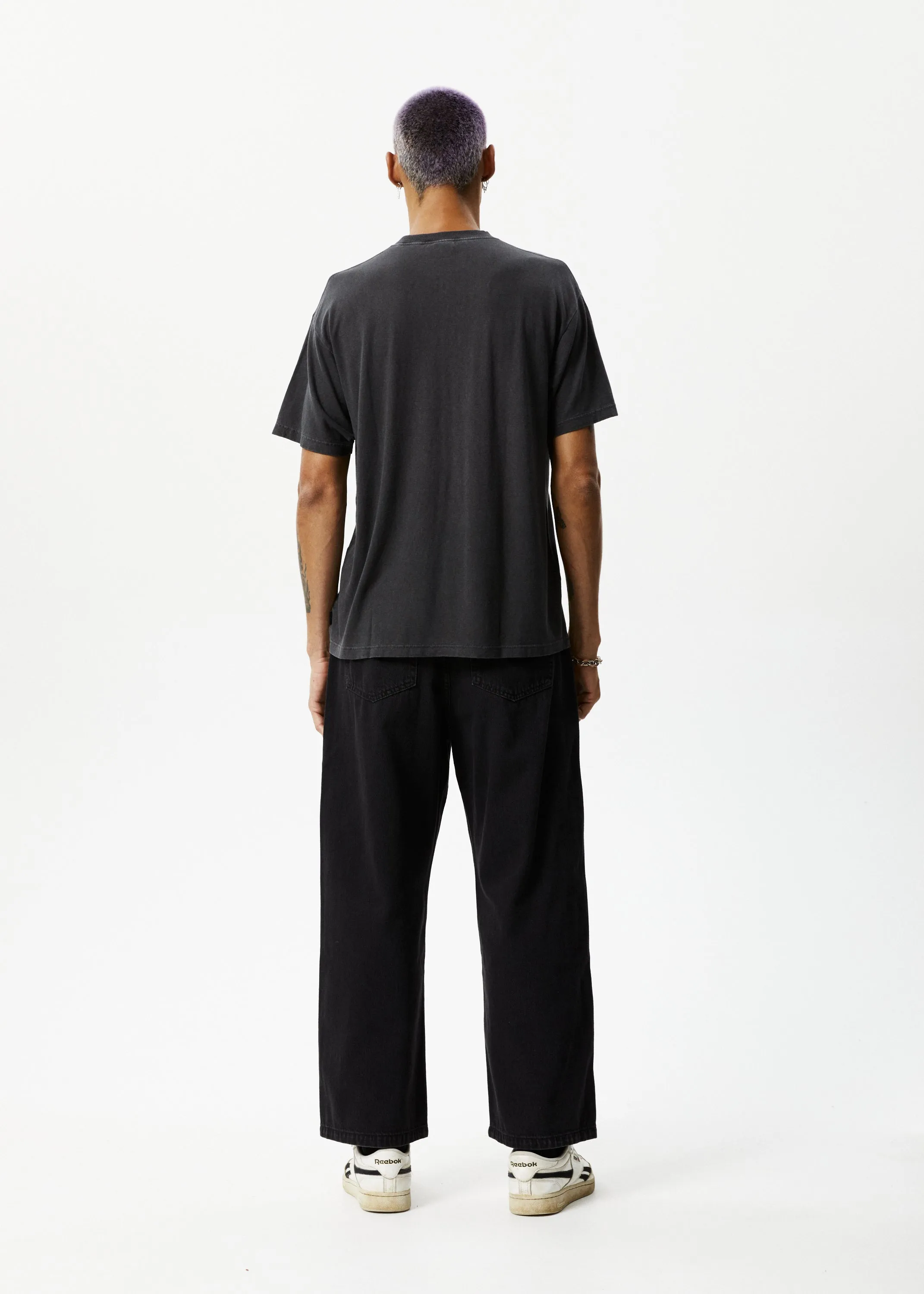 AFENDS Mens Holiday - Graphic Boxy T-Shirt - Stone Black