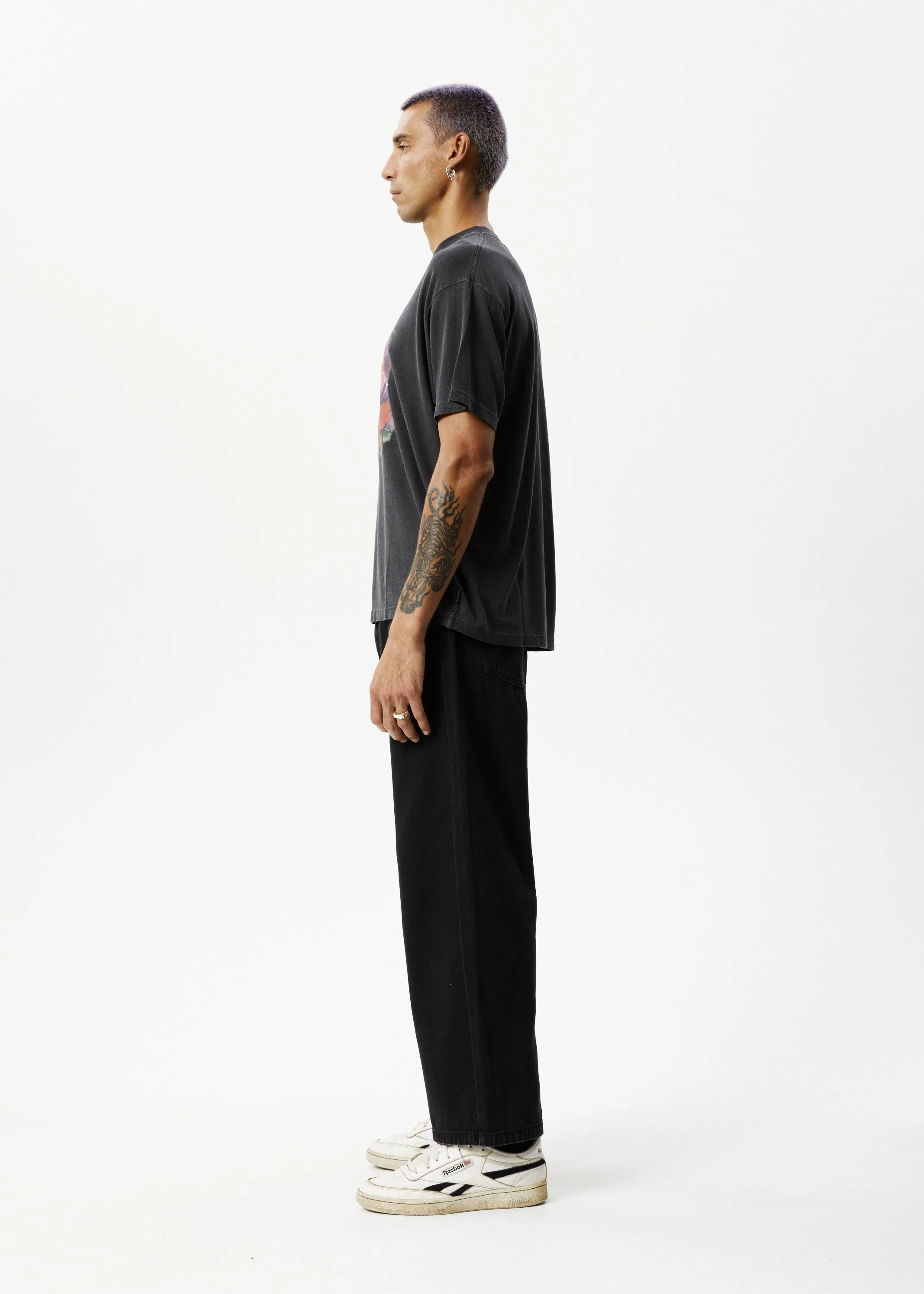 AFENDS Mens Holiday - Graphic Boxy T-Shirt - Stone Black