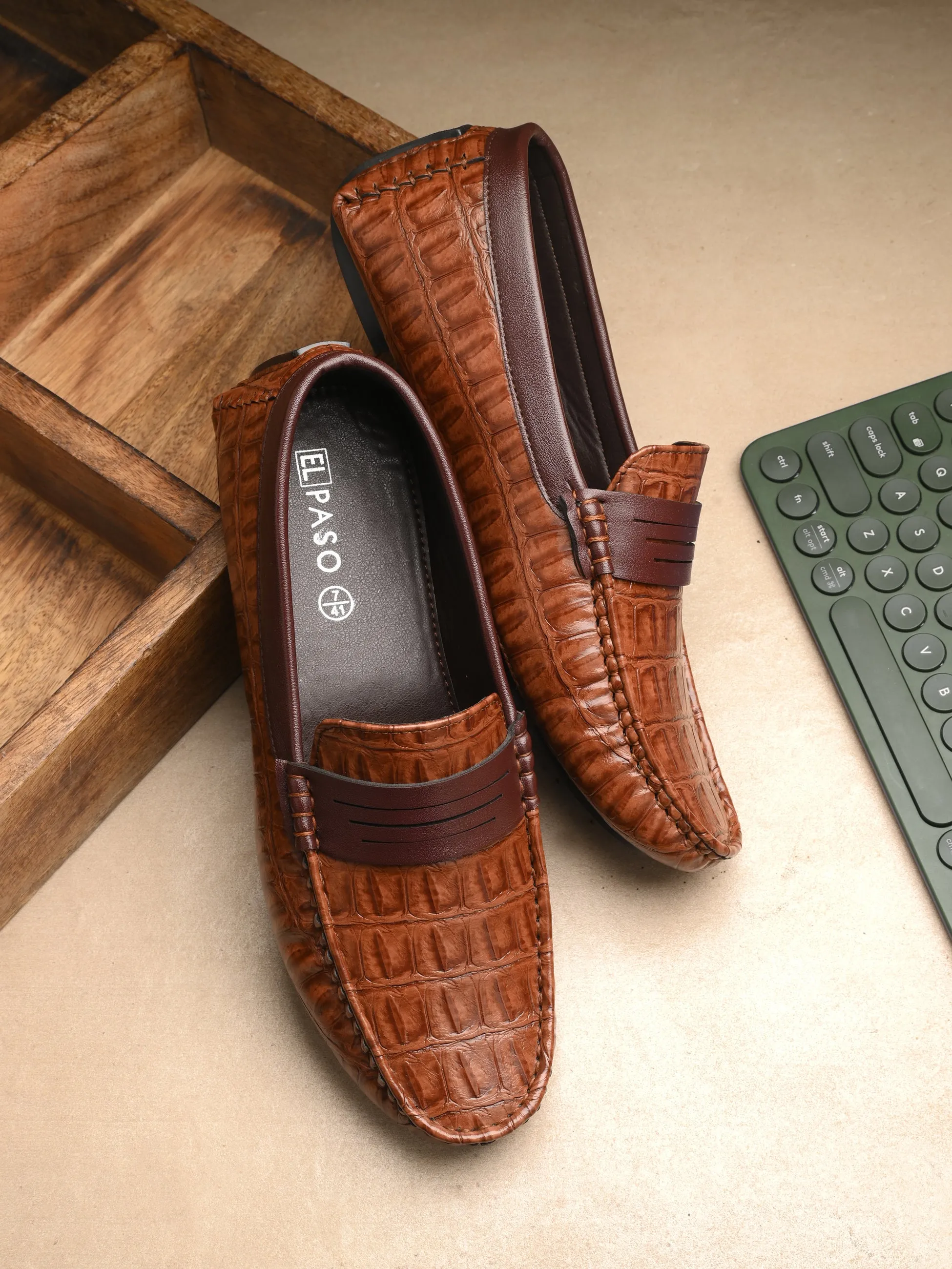 Amber Croc Luxe Moccasin For Men