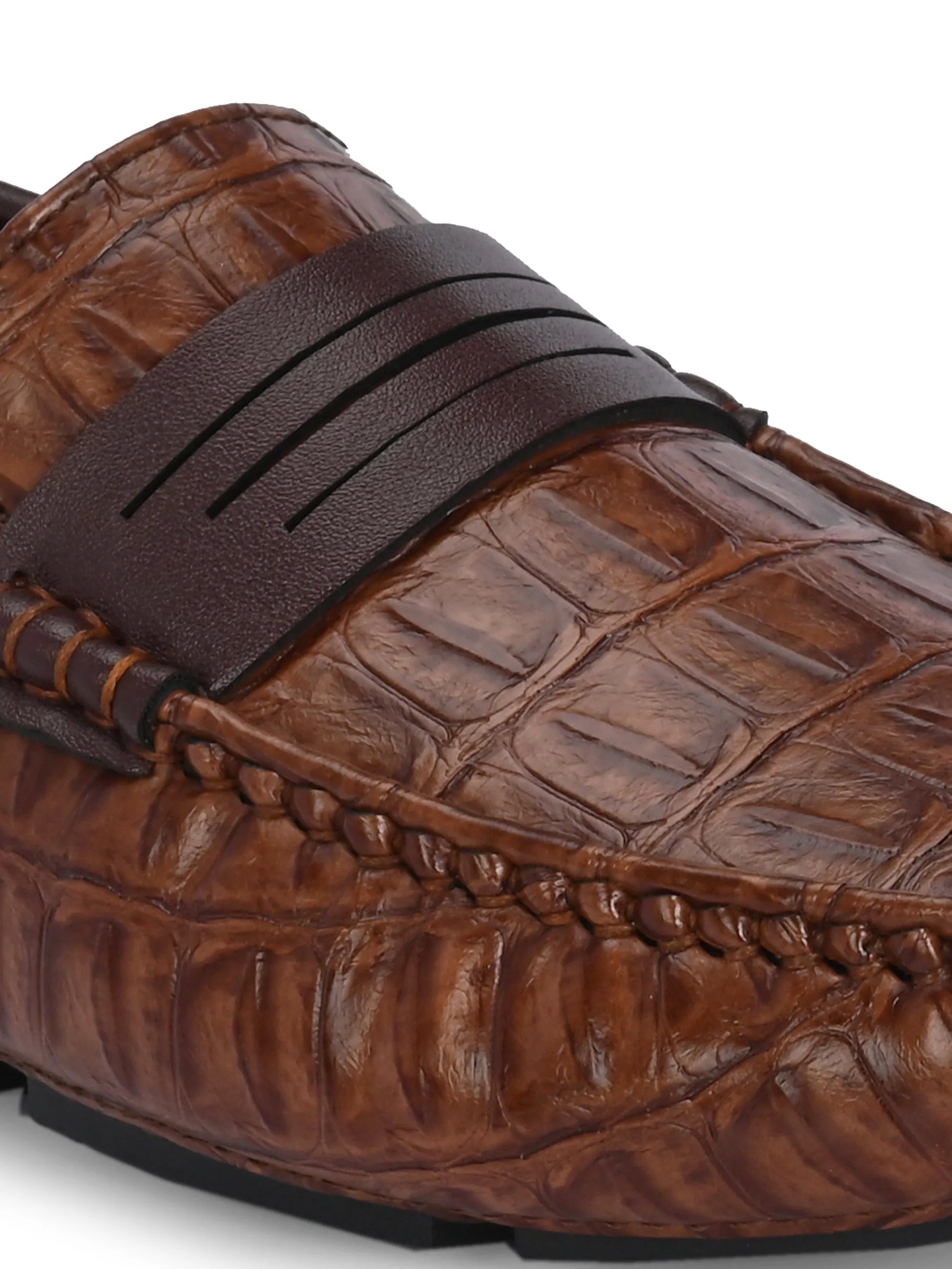Amber Croc Luxe Moccasin For Men