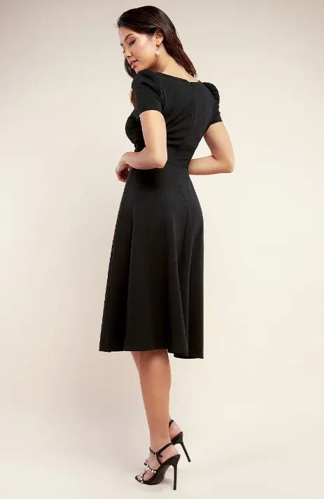 Anna Black Front Frill Scuba Dress