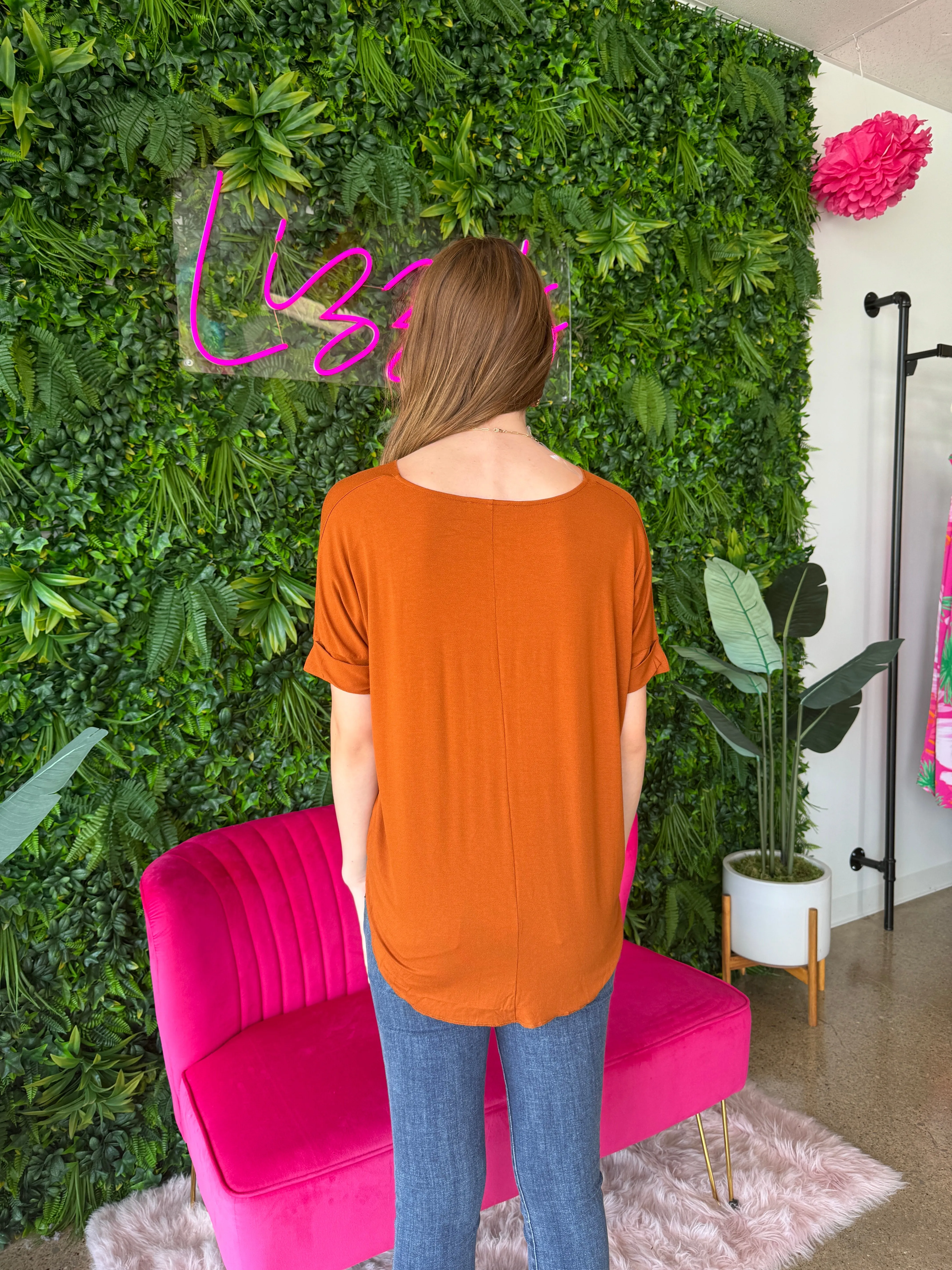 Ashton - A Surplice Short Sleeve V-Neck Top - Choose Color