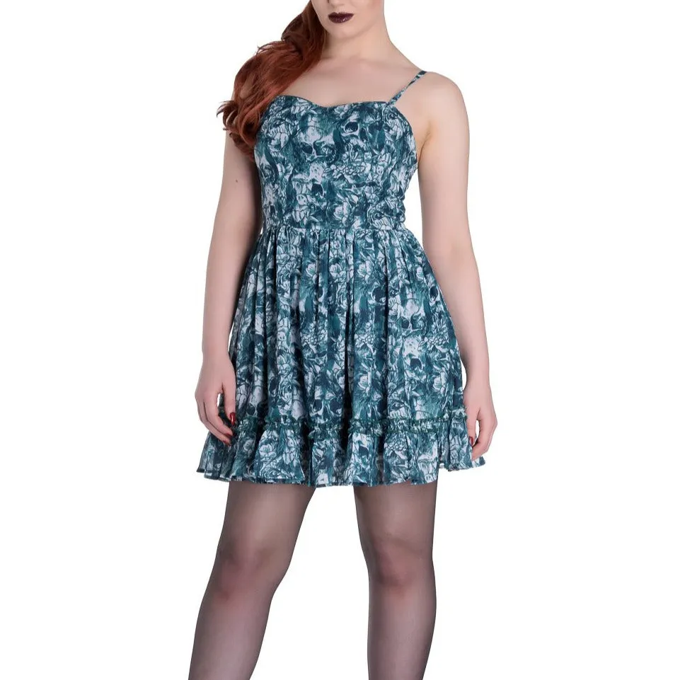 Aura Teal Skull Mini Dress