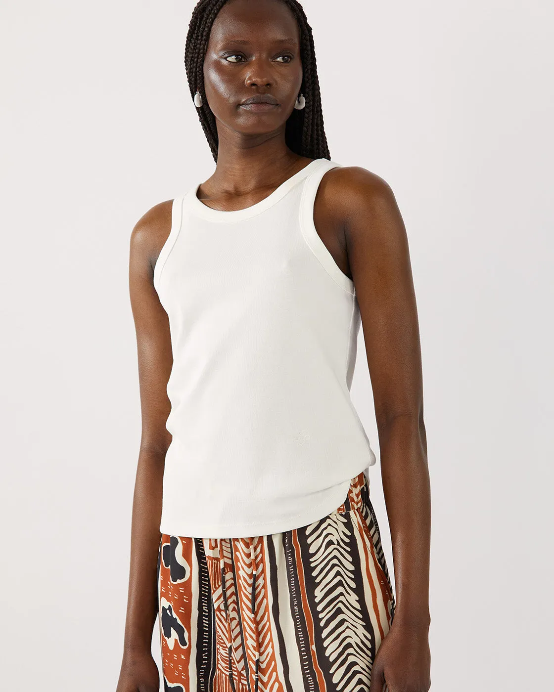 Bailey Tank Cotton Blend Jersey Off-White