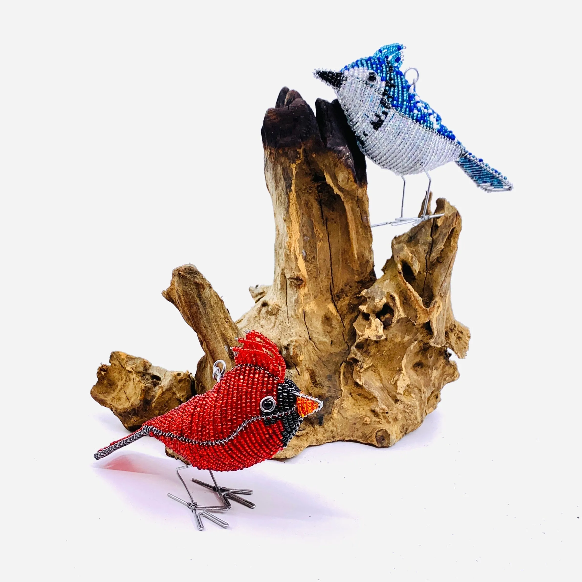 Beaded Bird Ornament, Blue Jay