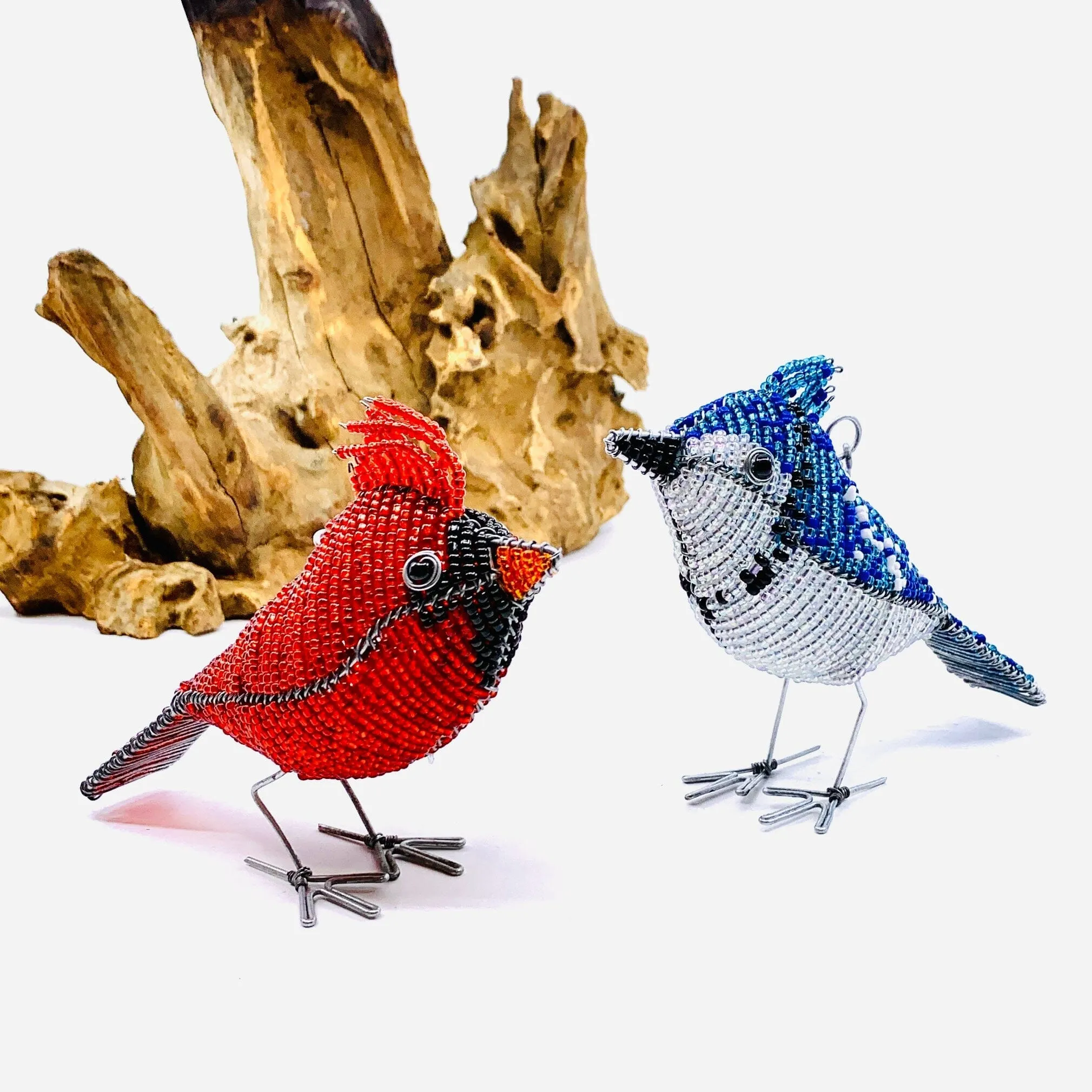 Beaded Bird Ornament, Blue Jay