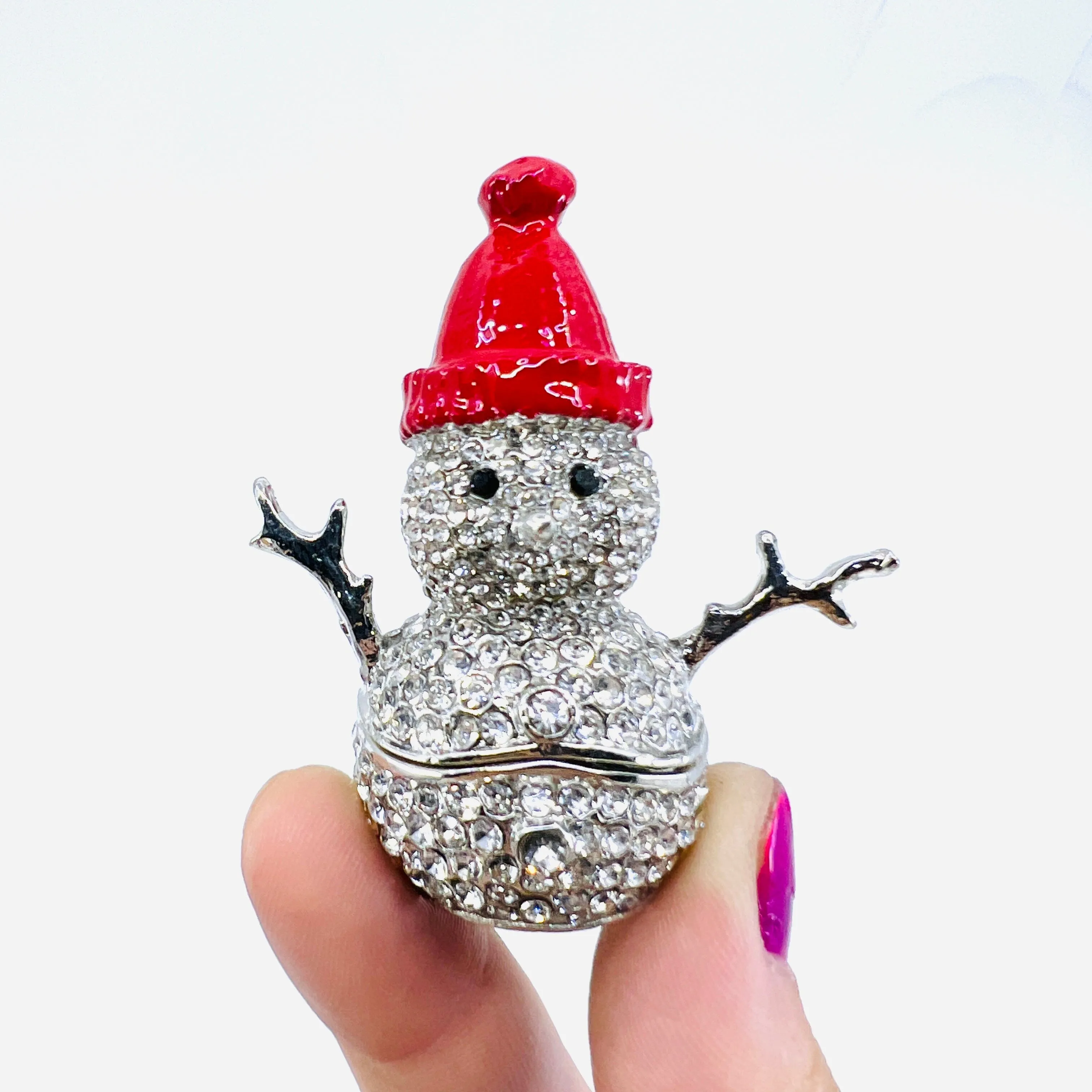 Bejeweled Enamel Trinket Box 22, Snowman
