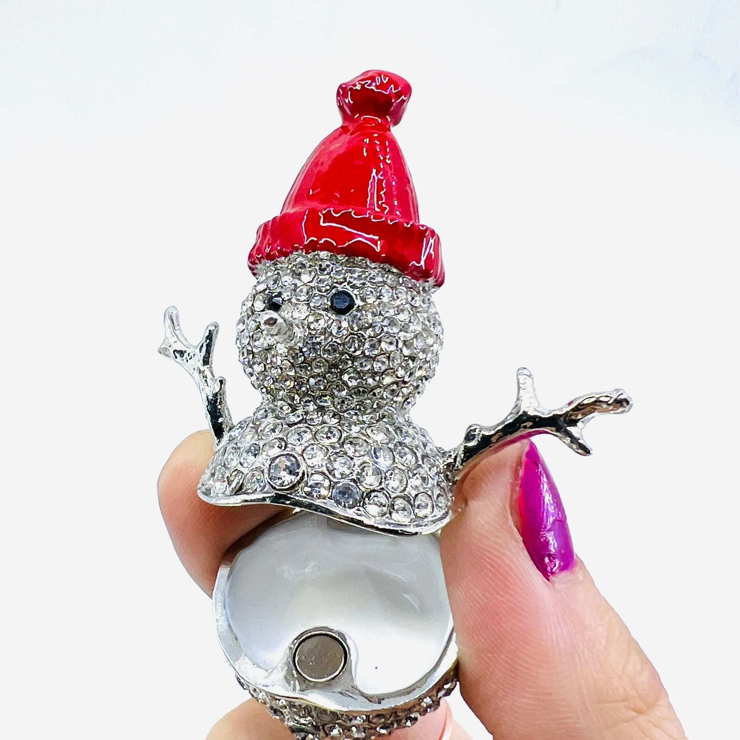 Bejeweled Enamel Trinket Box 22, Snowman