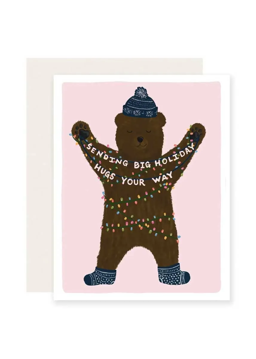 Warm and Cozy Big Holiday Hugs Card - Perfect for Spreading Cheer!