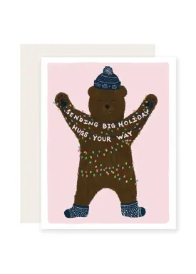 Warm and Cozy Big Holiday Hugs Card - Perfect for Spreading Cheer!