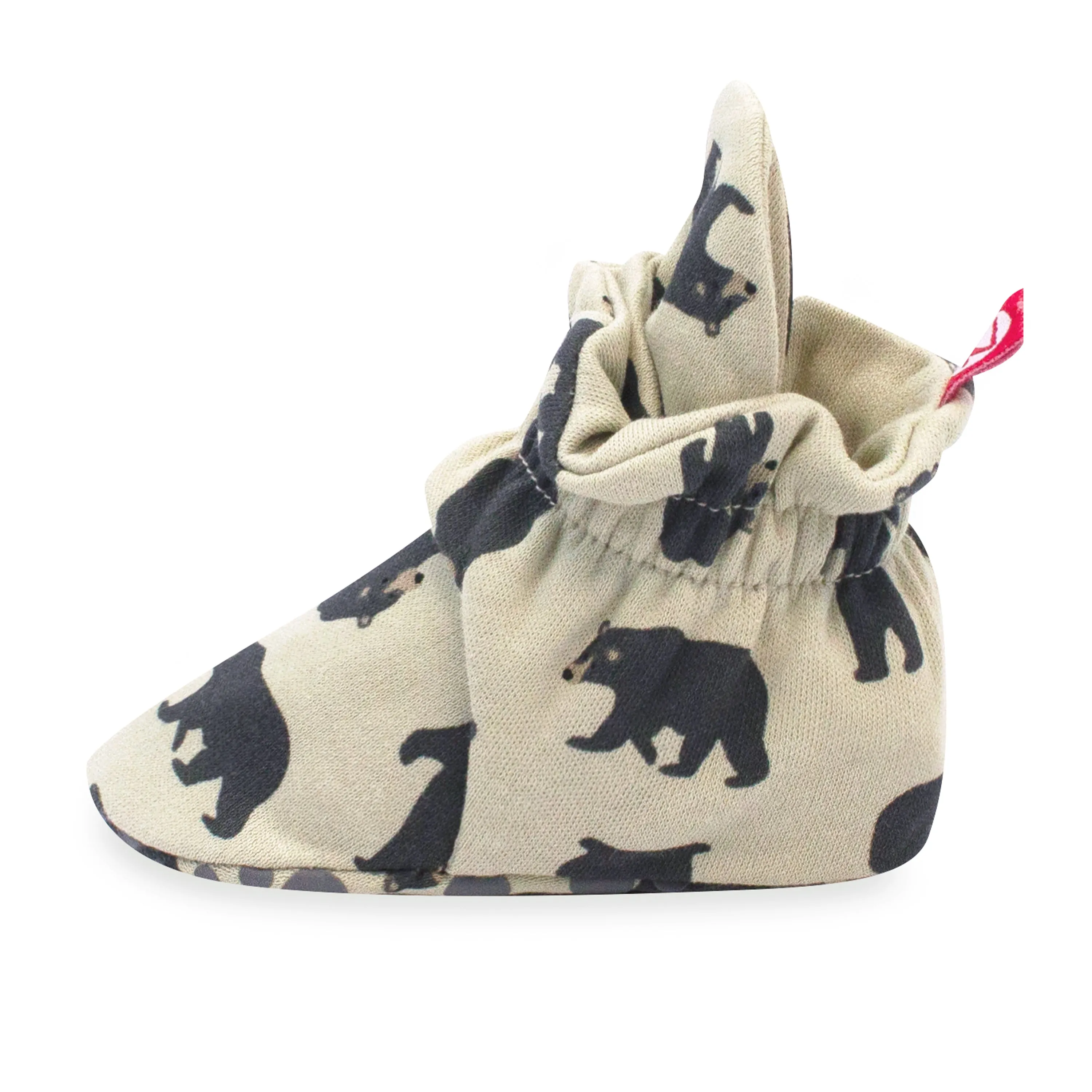 Black Bears Organic Cotton Gripper Baby Bootie