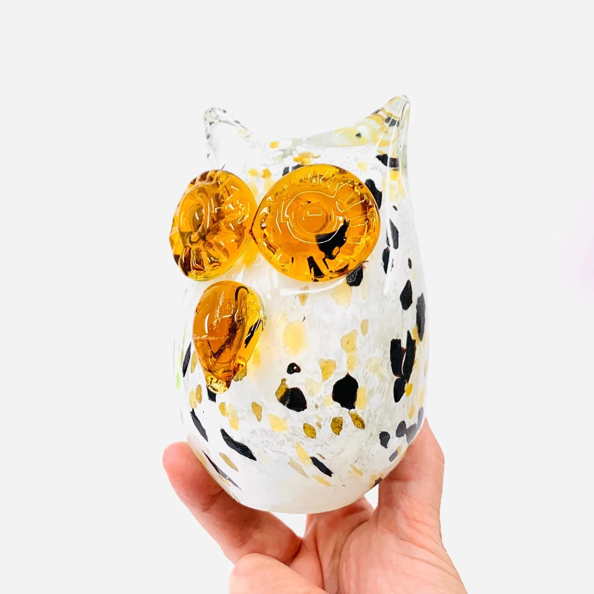 Blown Glass Speckled Owl