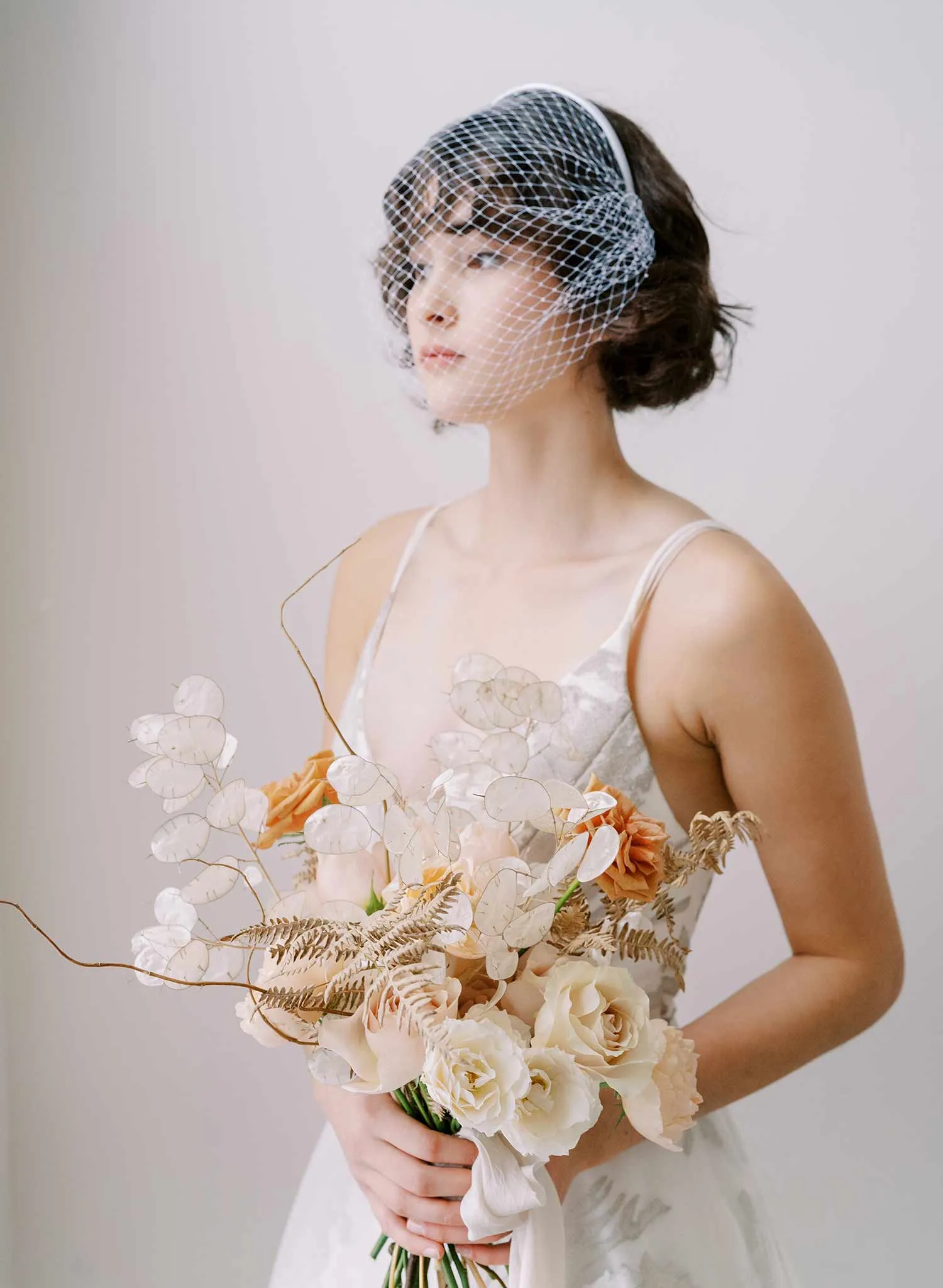 Bridal birdcage headband veil, plain - Style #2350