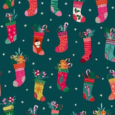 Candy Cane - Christmas Stockings - Helen Black - DACANDY2505-V11 - Half Yard