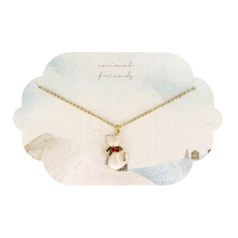 Christmas Cat Pendant Necklace