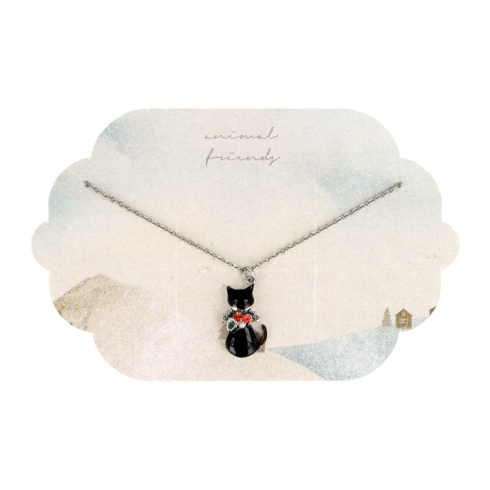 Christmas Cat Pendant Necklace