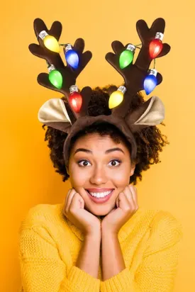 Christmas Jumbo Bulb Light Up Antlers Headband