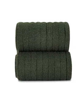 Premium Dark Green Ribbed Stockings by CÓNDOR