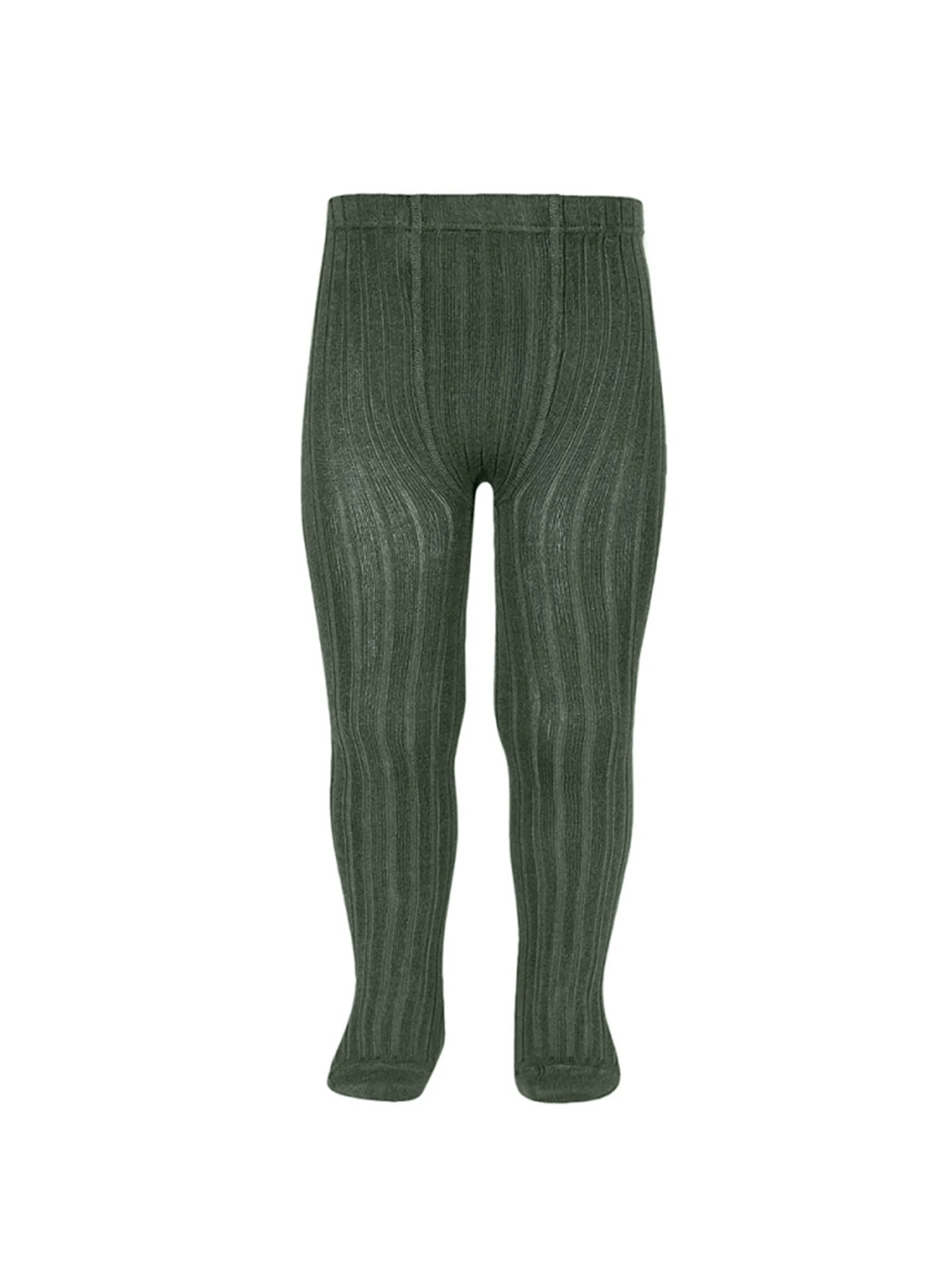 Premium Dark Green Ribbed Stockings by CÓNDOR