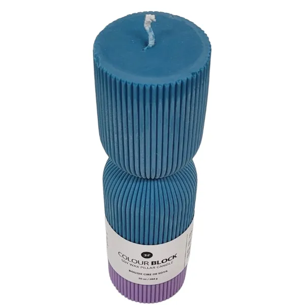 Colour Block Pillar Candle - Blue/Violet (Final Sale)