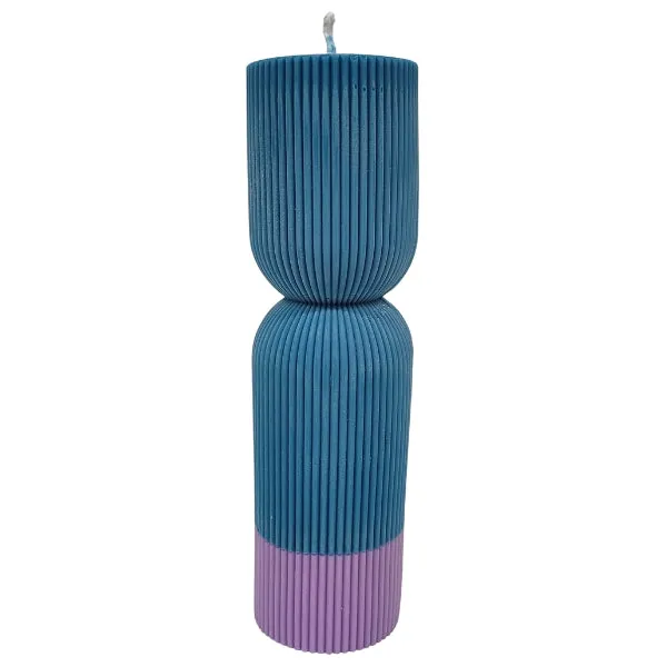 Colour Block Pillar Candle - Blue/Violet (Final Sale)