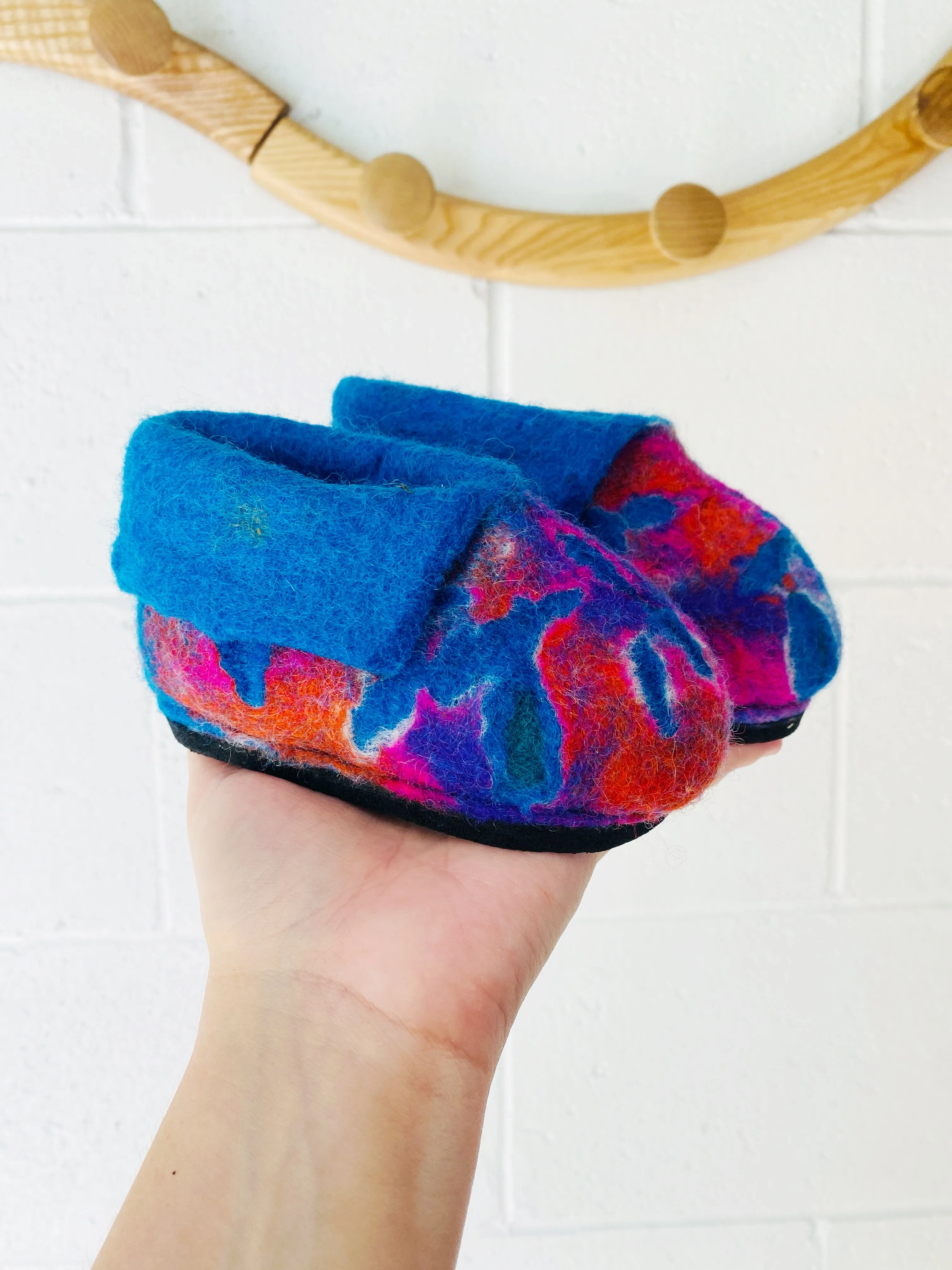 Colourful Felted Wool Booties, size 6