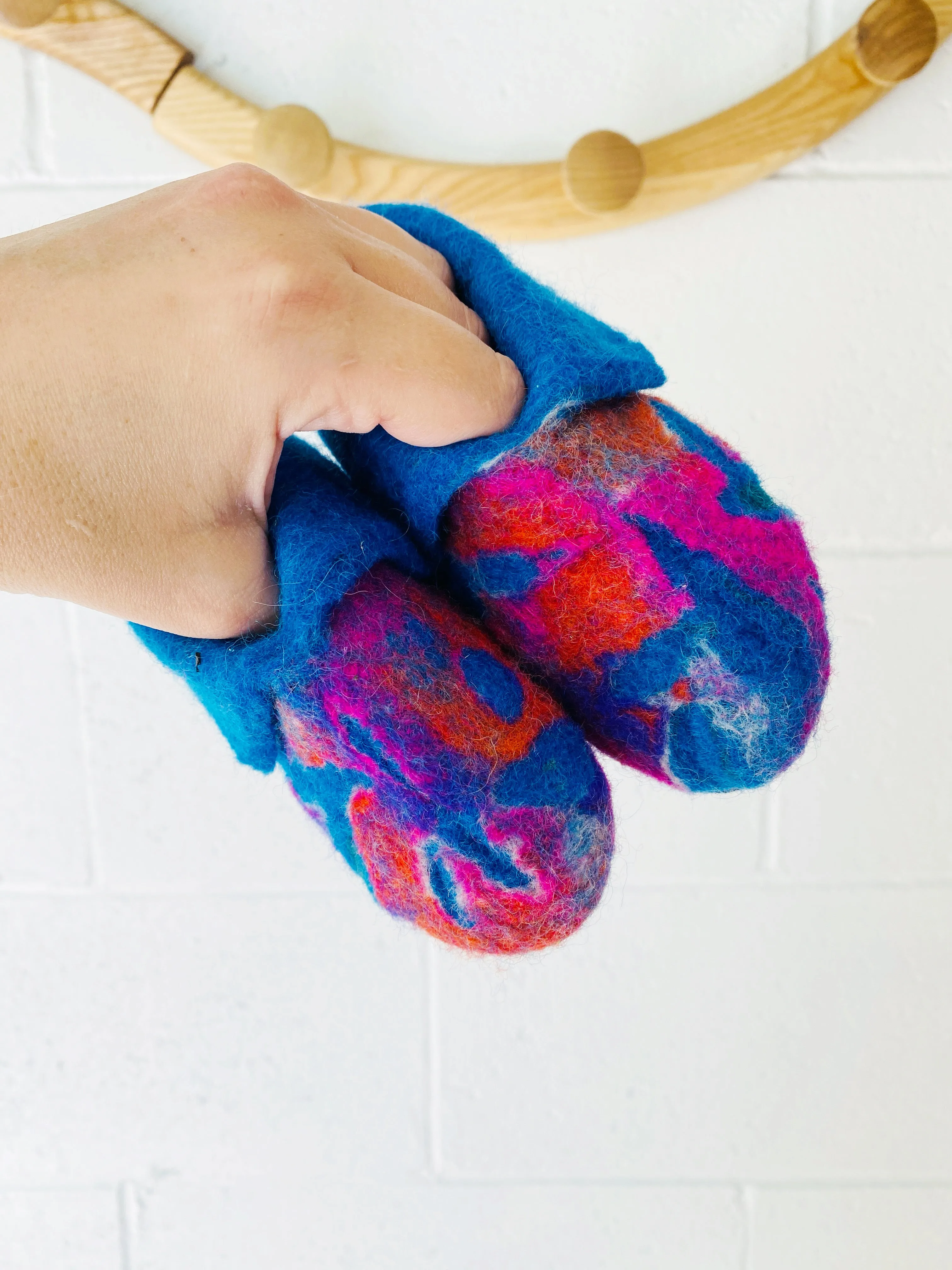 Colourful Felted Wool Booties, size 6