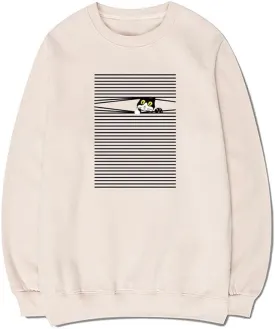 CORIRESHA Funny Cat Sweatshirt Crew Neck Long Sleeve Cotton Casual Striped Pullover