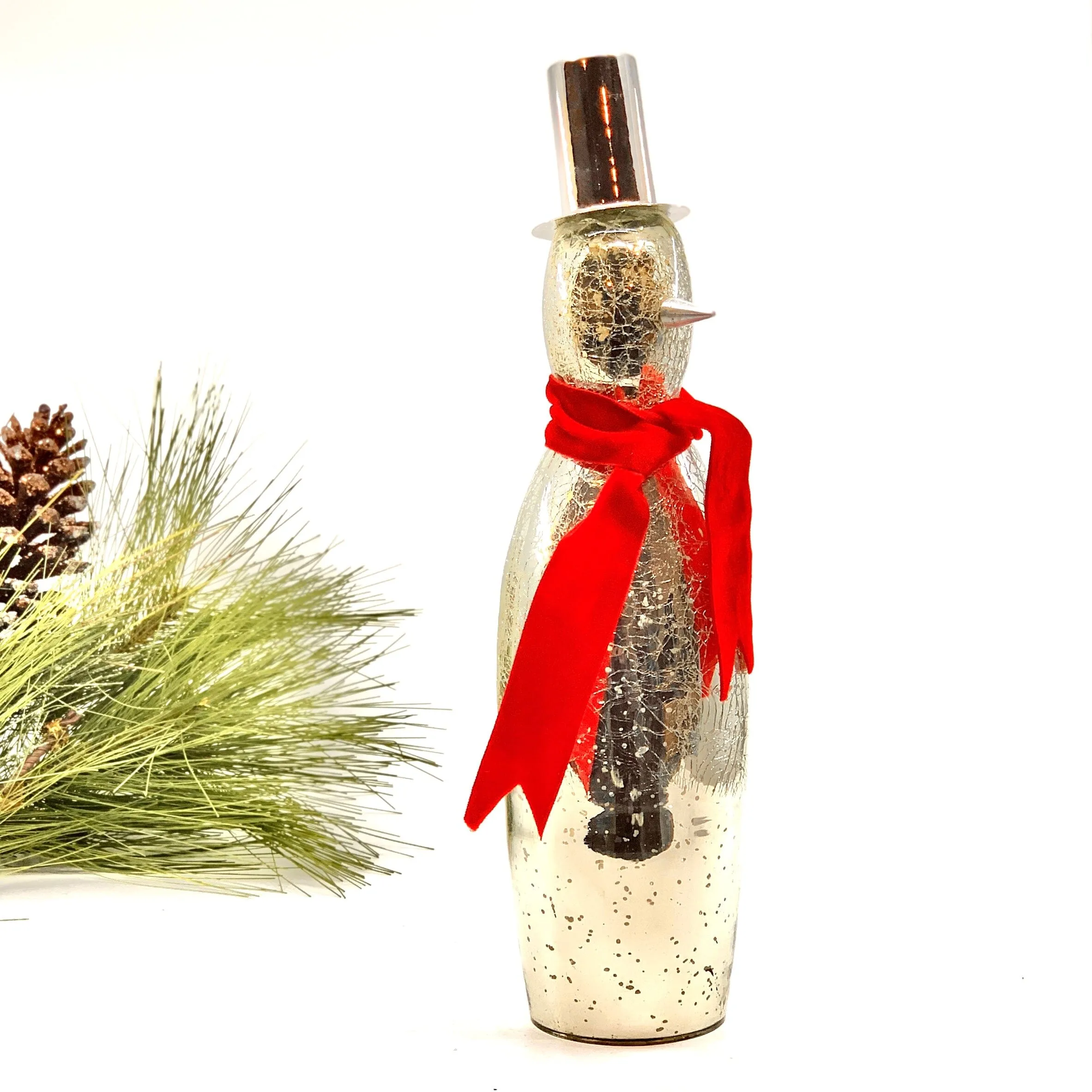 Crackle Glass Snowman, Gold