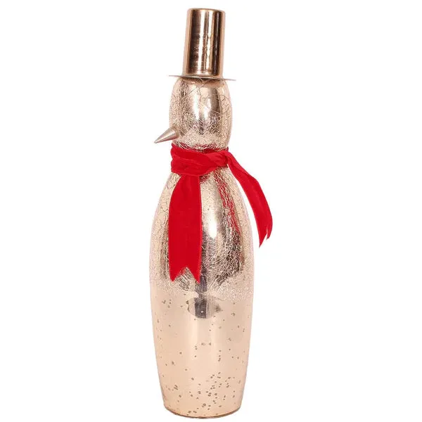 Crackle Glass Snowman, Gold